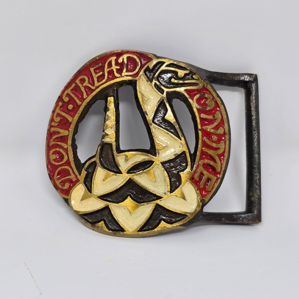 Vintage Phila House Gadsden Flag Dont Tread On Me Enamel Belt Buckle Brass Tone